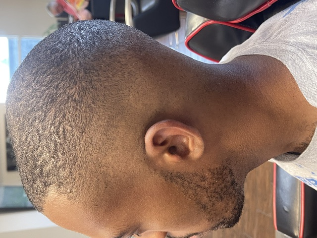 Close-up of a fresh skin fade haircut